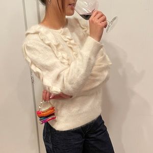Angora Ivory Ruffle Sweater